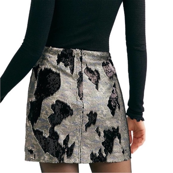 NWT Free People Skinny Sequin Camo Mini Skirt - Picture 2 of 16